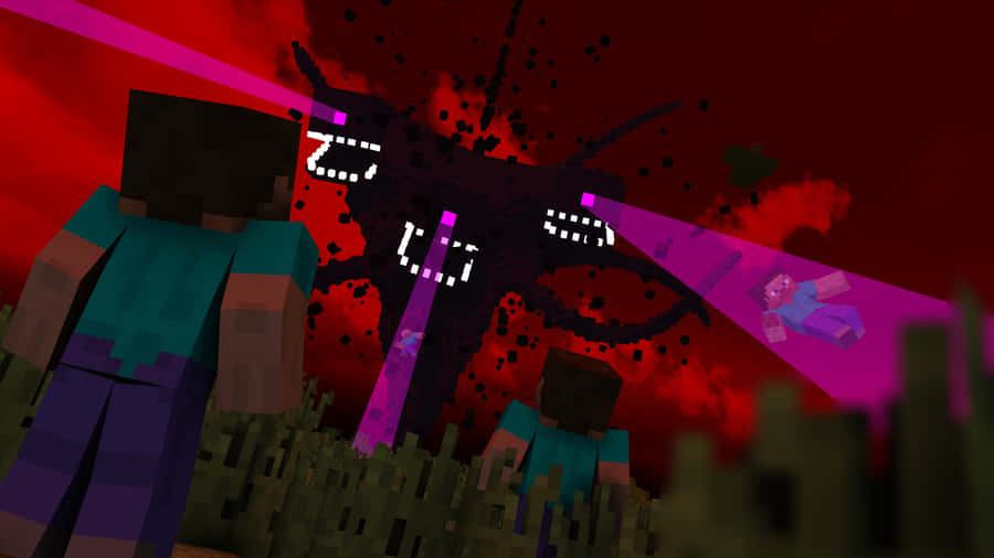 Face The Minecraft Wither In Darkness Wallpaper