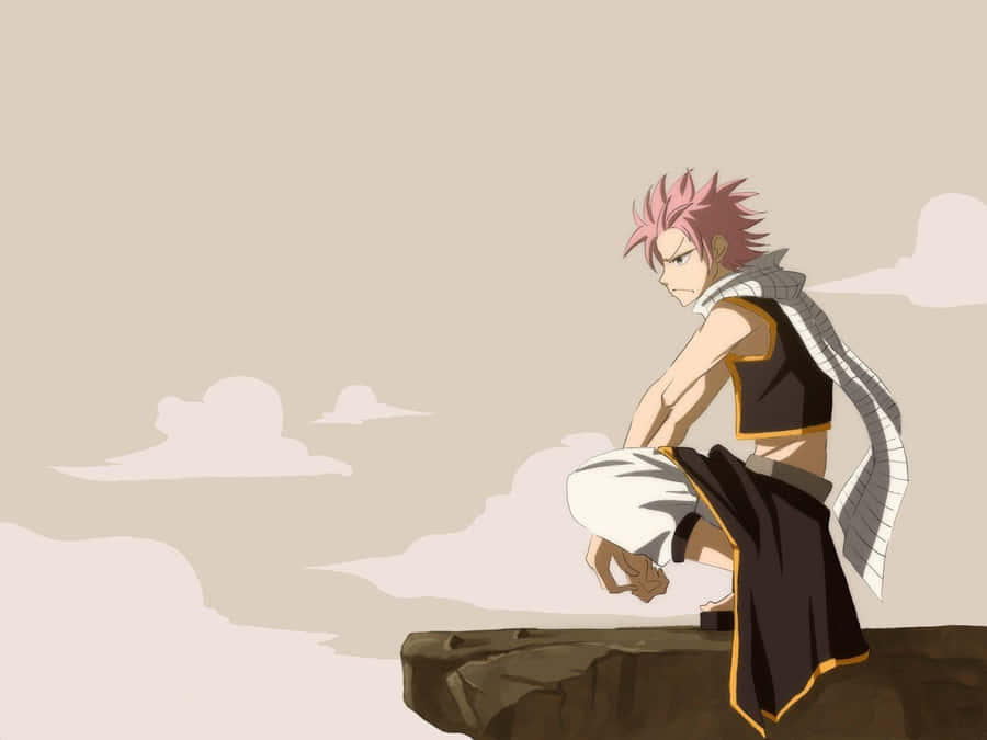 Fairy Tail Aesthetic Natsu On Cliff Edge Wallpaper