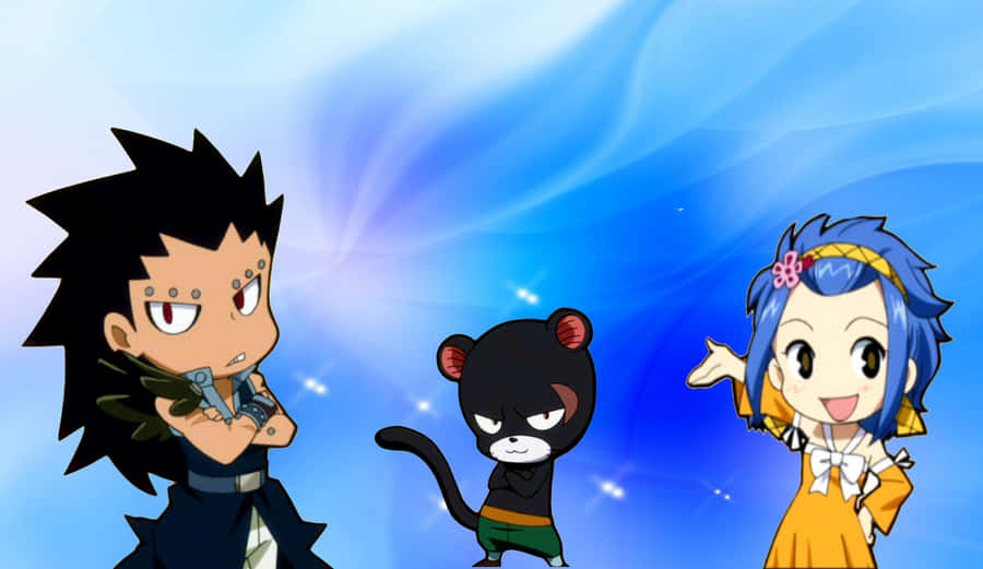 Fairy Tail Chibi Characters Blue Background Wallpaper