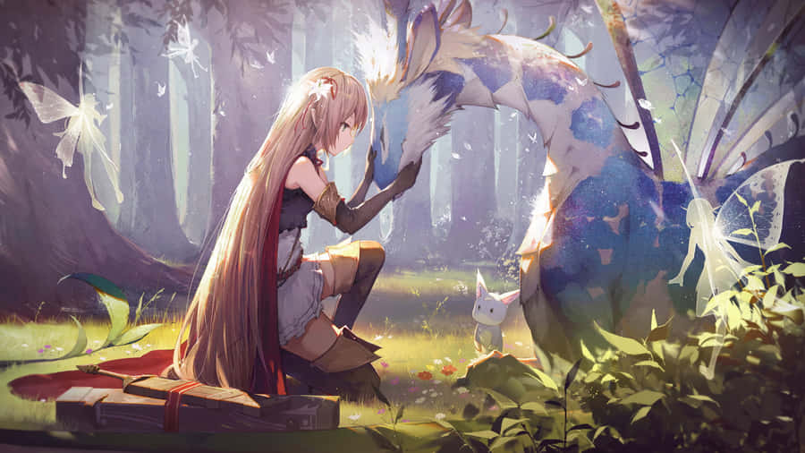 Fairytale Worrier Girl Dragon Anime Wallpaper