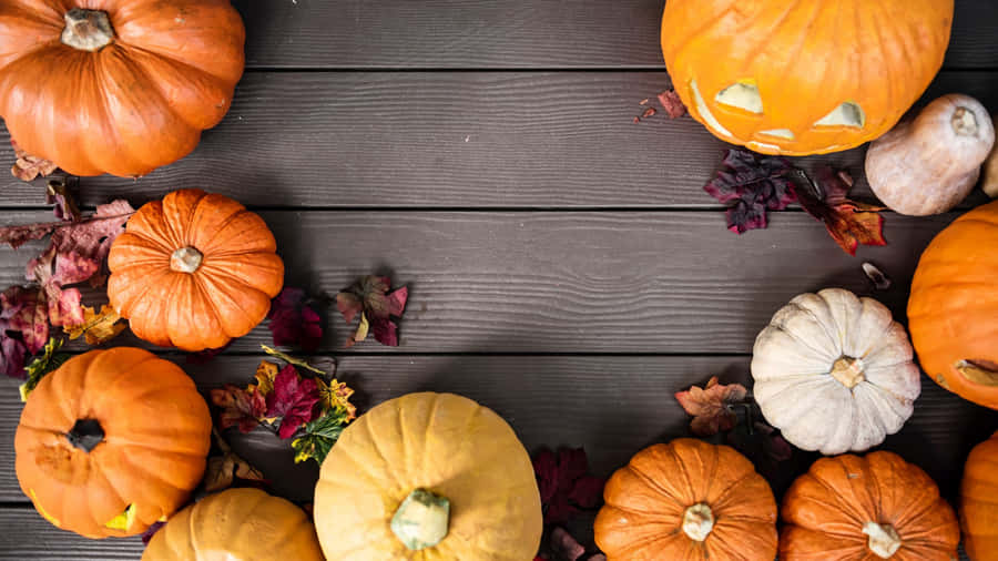 Fall Pumpkins Aesthetic Desktop Wallpaper