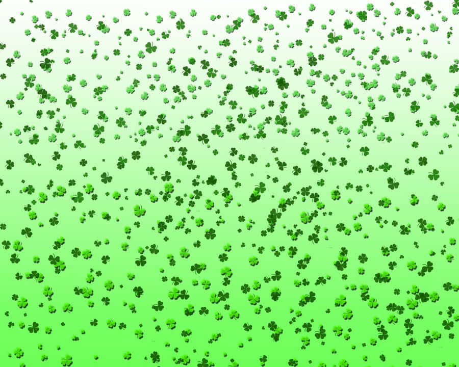 Falling Shamrocks Green Background Wallpaper