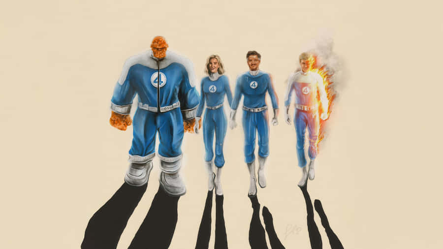 Fantastic Four Team Iconic Heroes Wallpaper