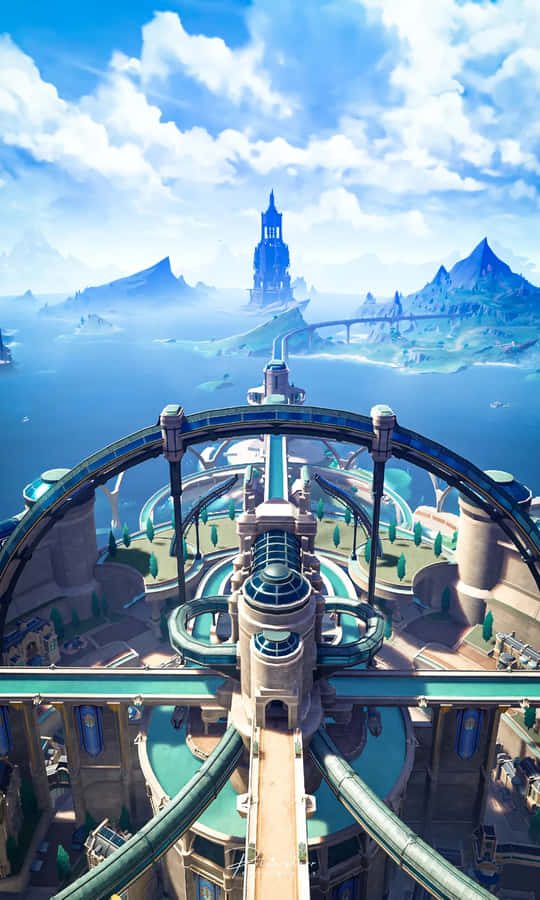 Fantasy Cityscape Overlook Wallpaper