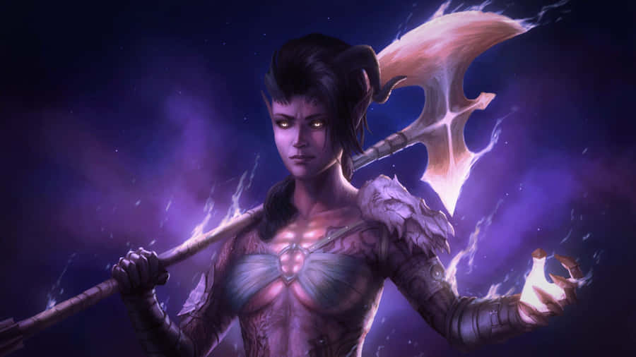 Fantasy Warrior Womanwith Axe Wallpaper