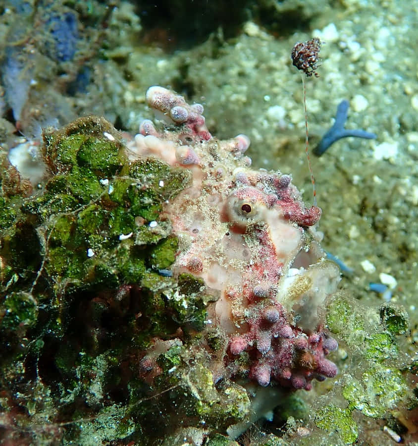 Fascinating Underwater View Of A Frogfish Wallpaper