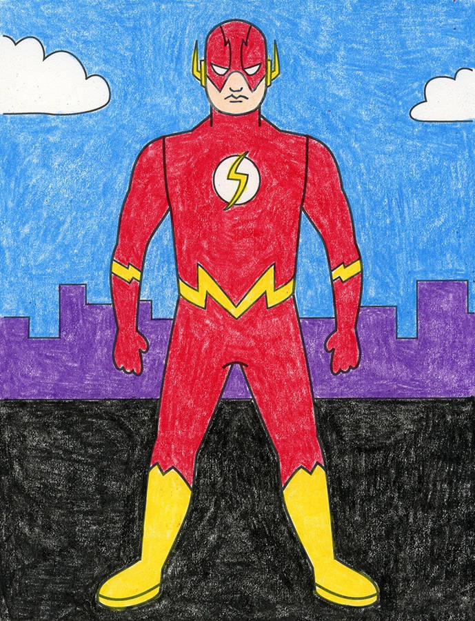 Fast Superhero The Flash Drawing Wallpaper