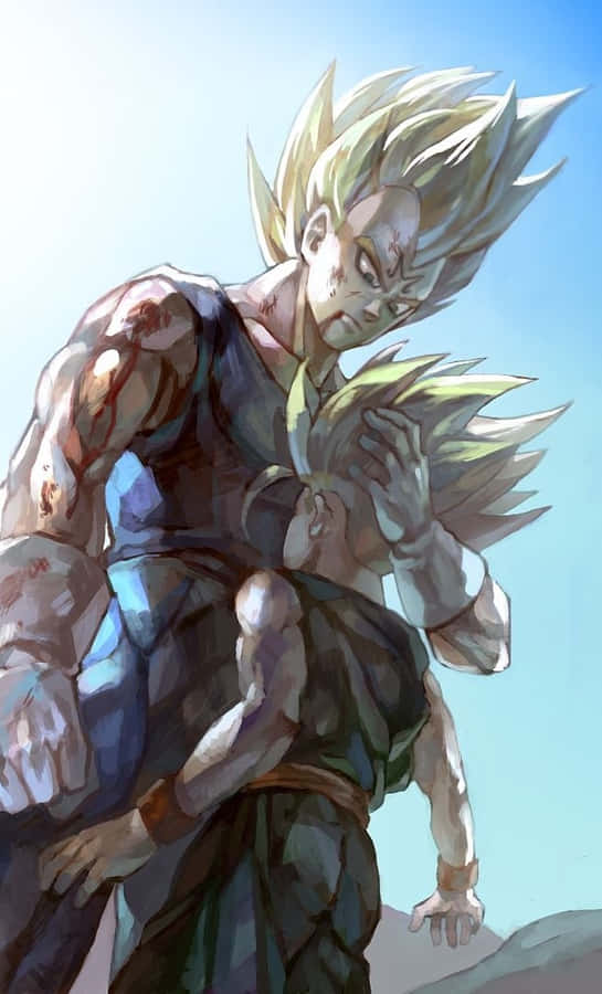 Father And Son Bond: Vegeta And Trunks Training Together Wallpaper