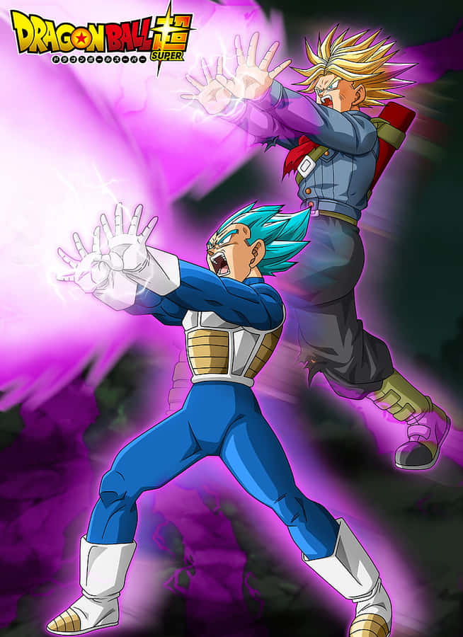 Father-son Bonding: Vegeta And Trunks In An Intense Training Session Wallpaper