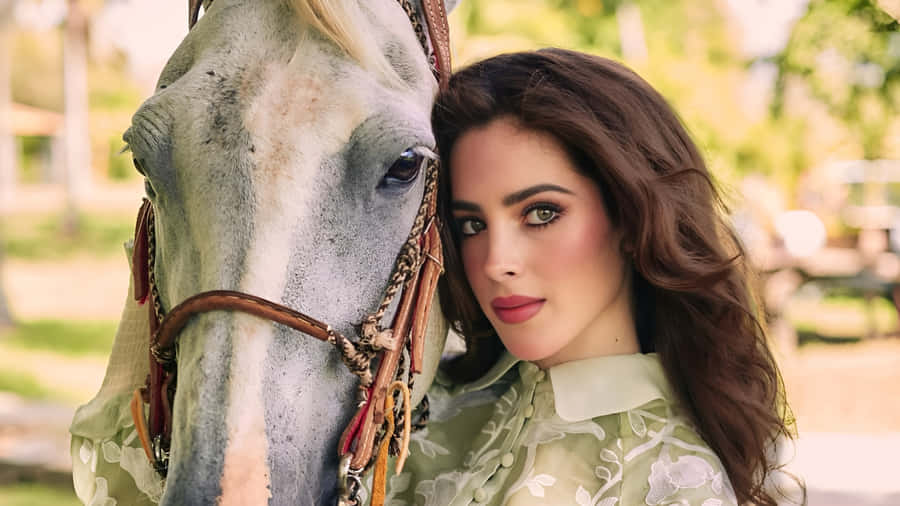 Fatima Bosch With White Horse Wallpaper