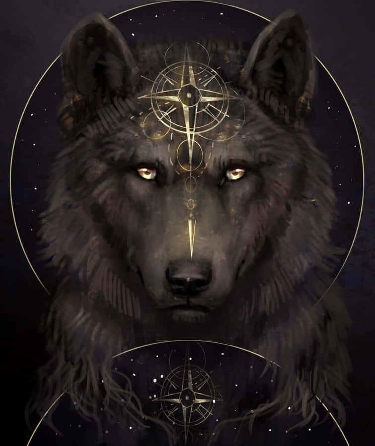Fearless Alpha Wolf Stands Majestic In Moonlight Wallpaper