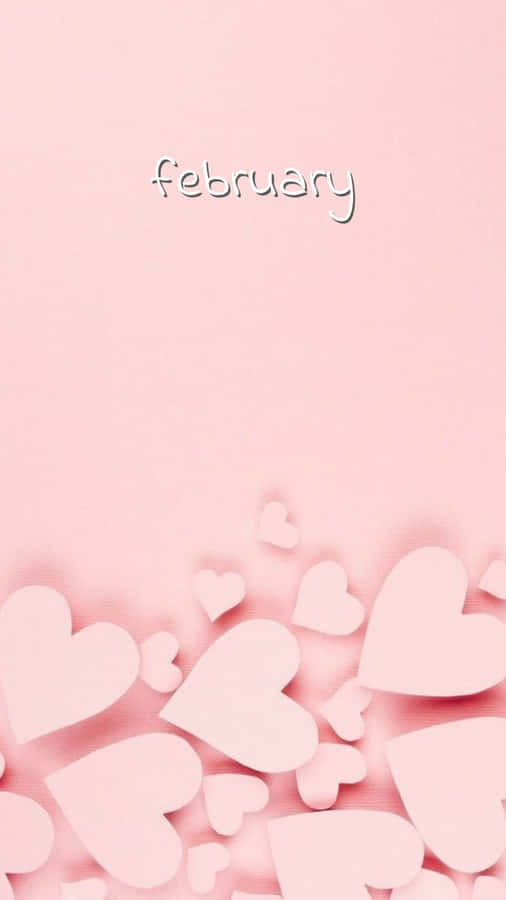 February Hearts Aesthetic Pink Background Wallpaper