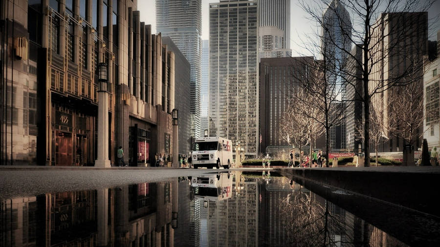 Fedex Mail Van Cityscape Photography Wallpaper