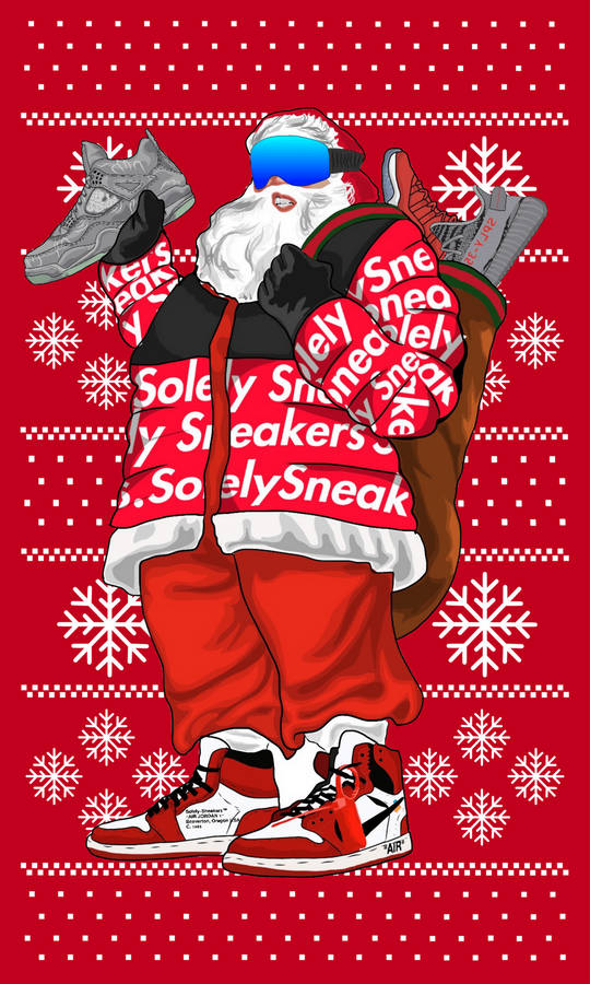 Feel The Spirit Of The Holidays With This Festive Hypebeast Santa. Wallpaper