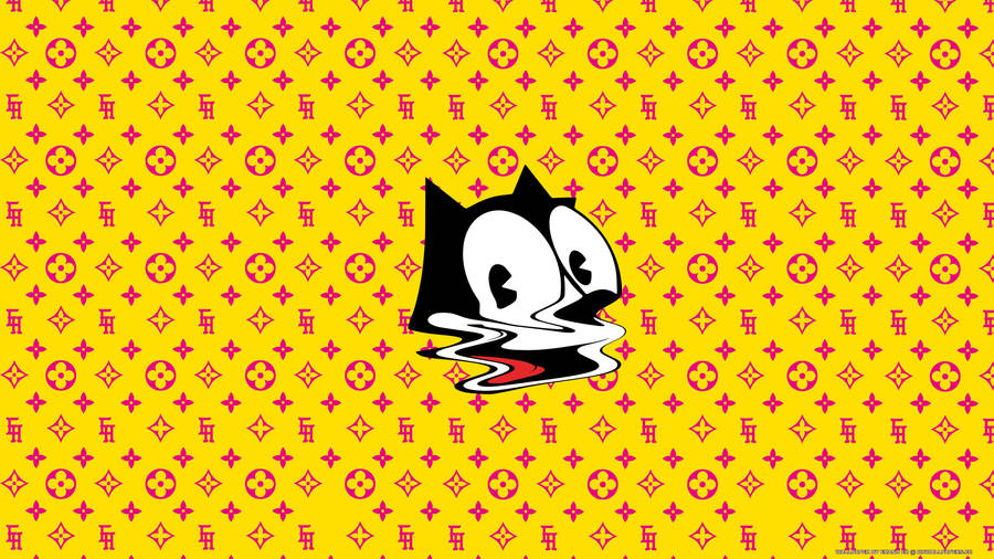 Felix The Cat Face In Yellow Wallpaper