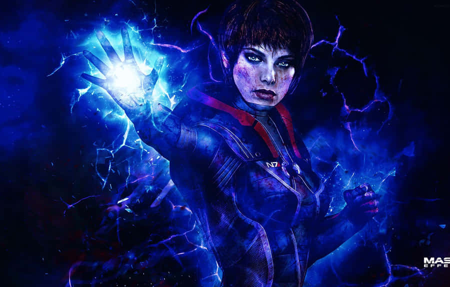 Female Adept Powering Up In Mass Effect 3 Wallpaper
