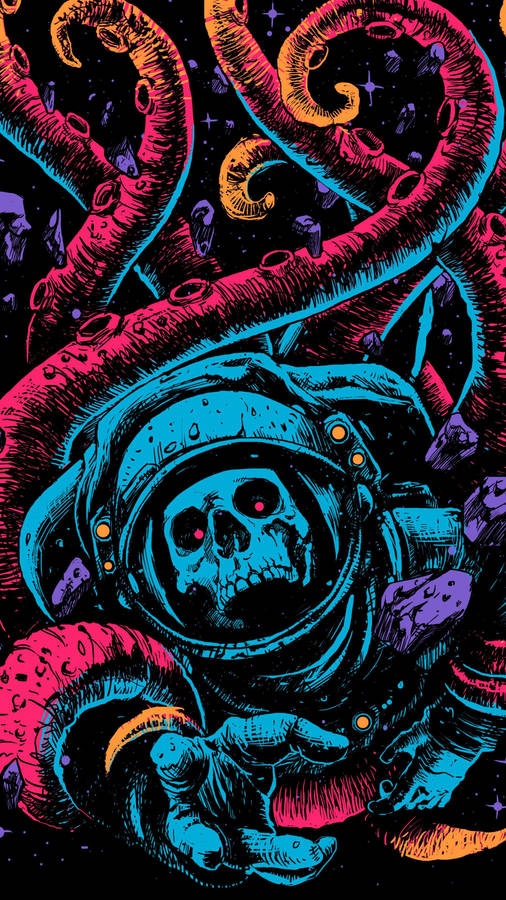 Fend Off Unwanted Interruptions With A Pink & Blue Monster Lock Screen Wallpaper