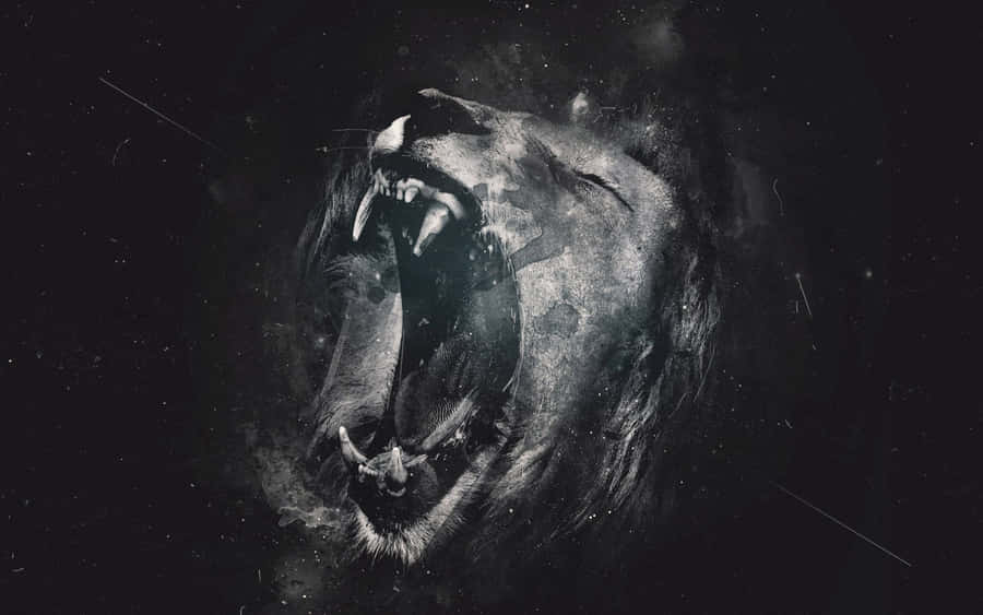 Ferocious Lion Roaringin Space Wallpaper