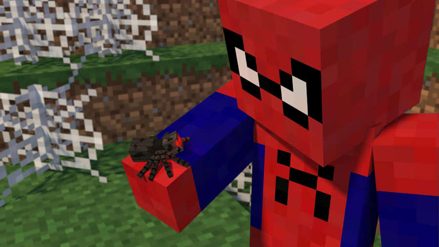 Ferocious Minecraft Spider Surprises Player Wallpaper