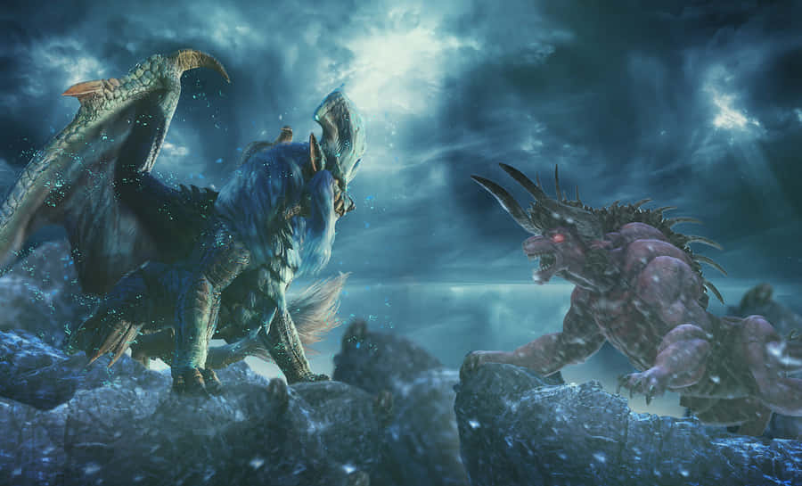 Ferocious Monster Battle In Monster Hunter Wallpaper