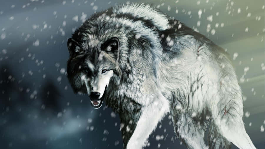 Ferocious Wolf Attack Wallpaper