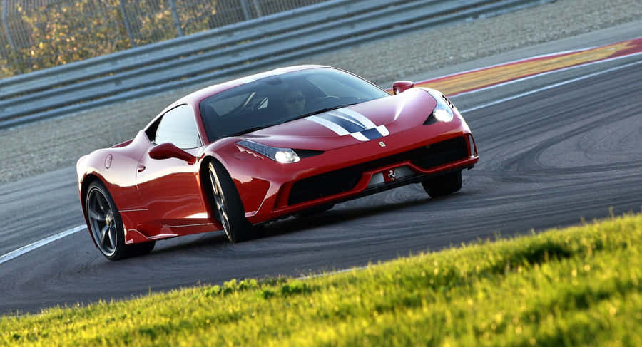 Ferrari 458 Speciale Speeding Down The Road Wallpaper