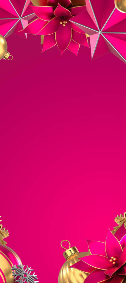 Festive Pink Backgroundwith Christmas Decorations Wallpaper