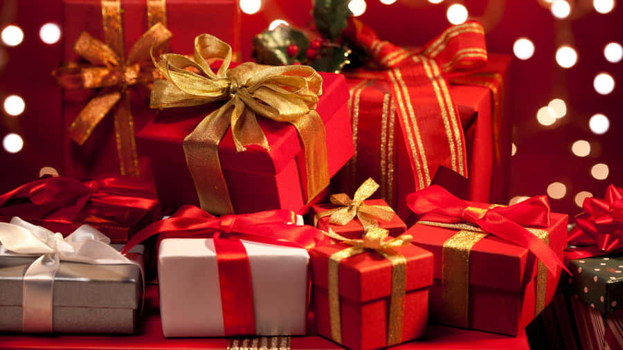Festive Wrapped Gift Boxes Wallpaper