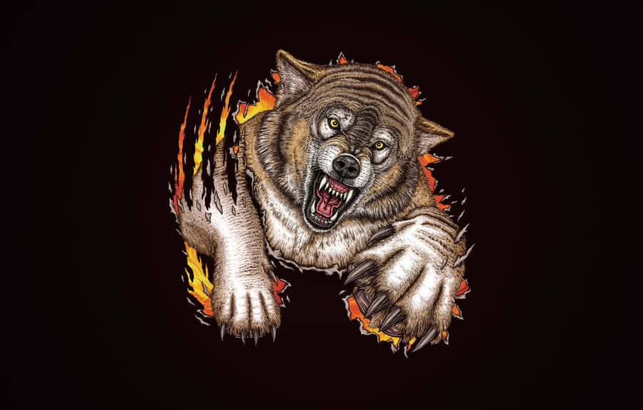 Fierce Angry Wolf In The Wild Wallpaper