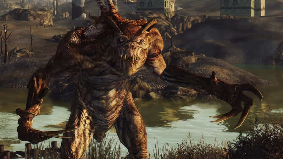 Fierce Deathclaw In The Wasteland Wallpaper