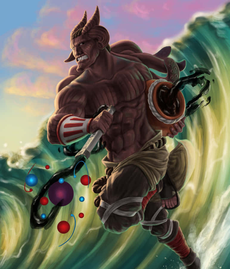 Fierce Gyuki Demon Roaming In The Dark Night Wallpaper