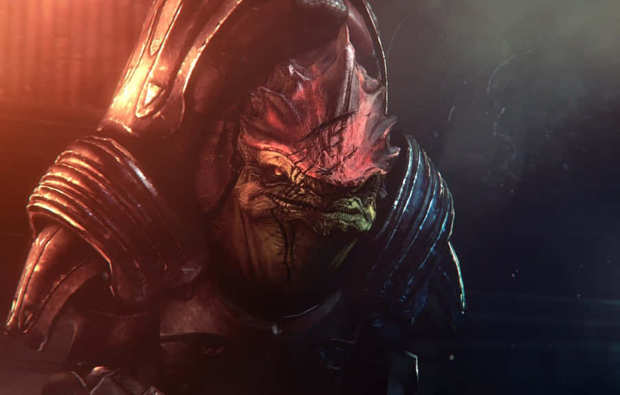 Fierce Krogan Warrior, Grunt, Ready For Action In Mass Effect Wallpaper