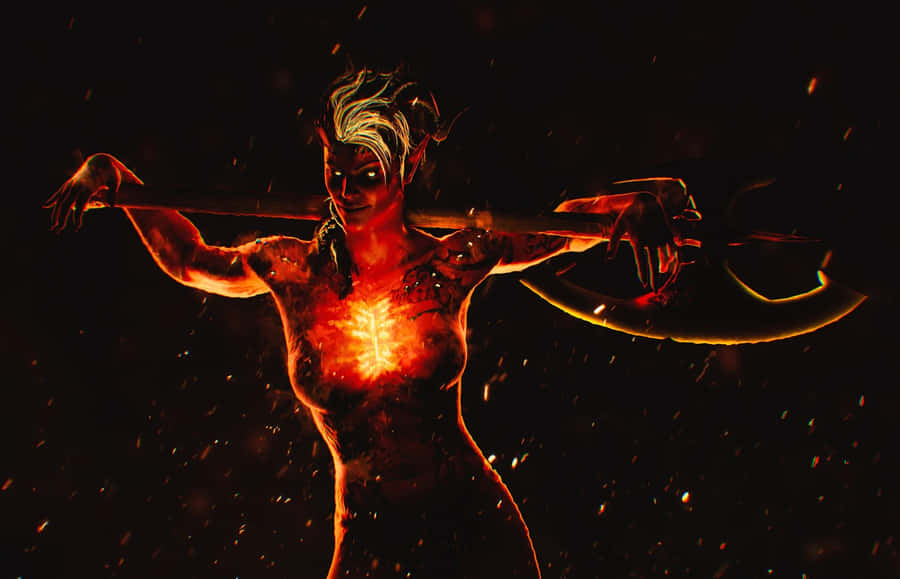 Fiery Fantasy Warrior Archer Wallpaper