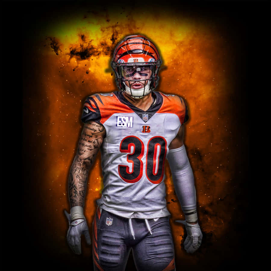 Fiery Football Player Number30 Wallpaper