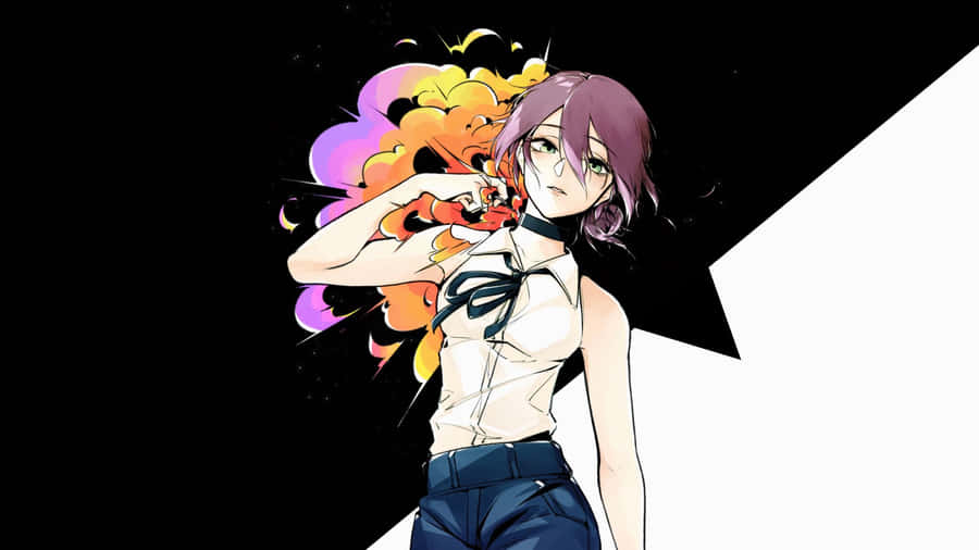 Fiery Reveal - Chainsaw Man's Reze In Action Wallpaper