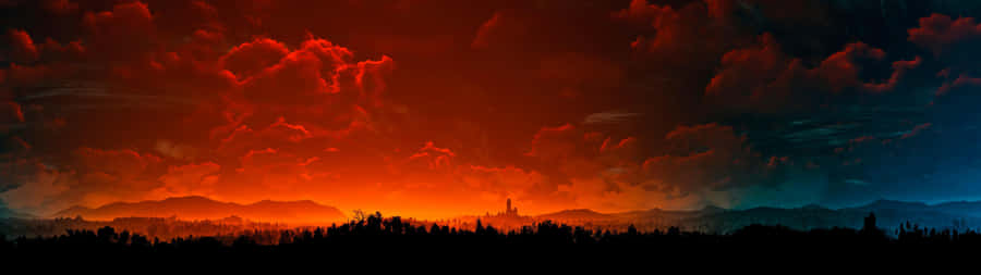 Fiery_ Skyline_ Panorama Wallpaper