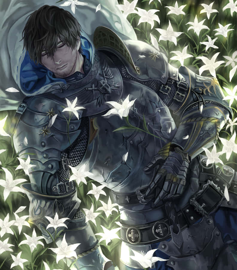 Final Fantasy Paladin Amidst Flowers Wallpaper