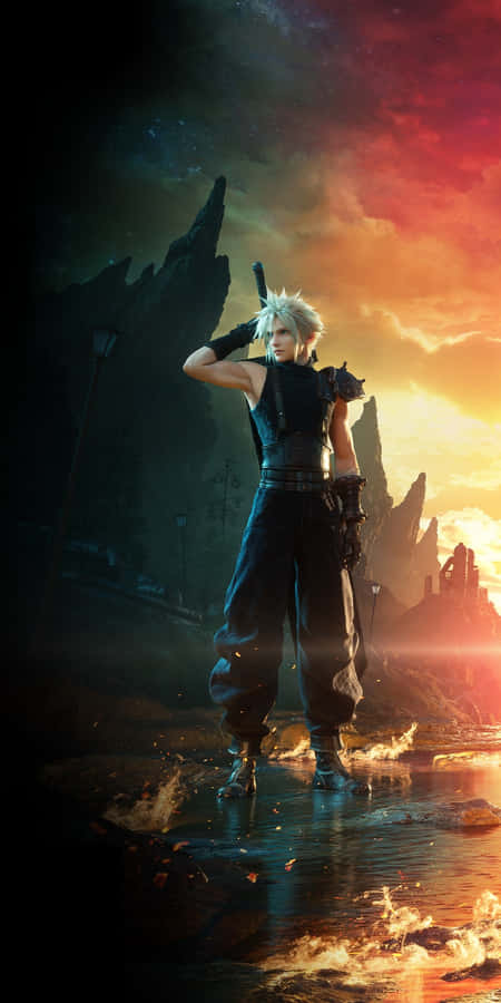 Final Fantasy V I I Remake Cloud Strife Sunset Wallpaper