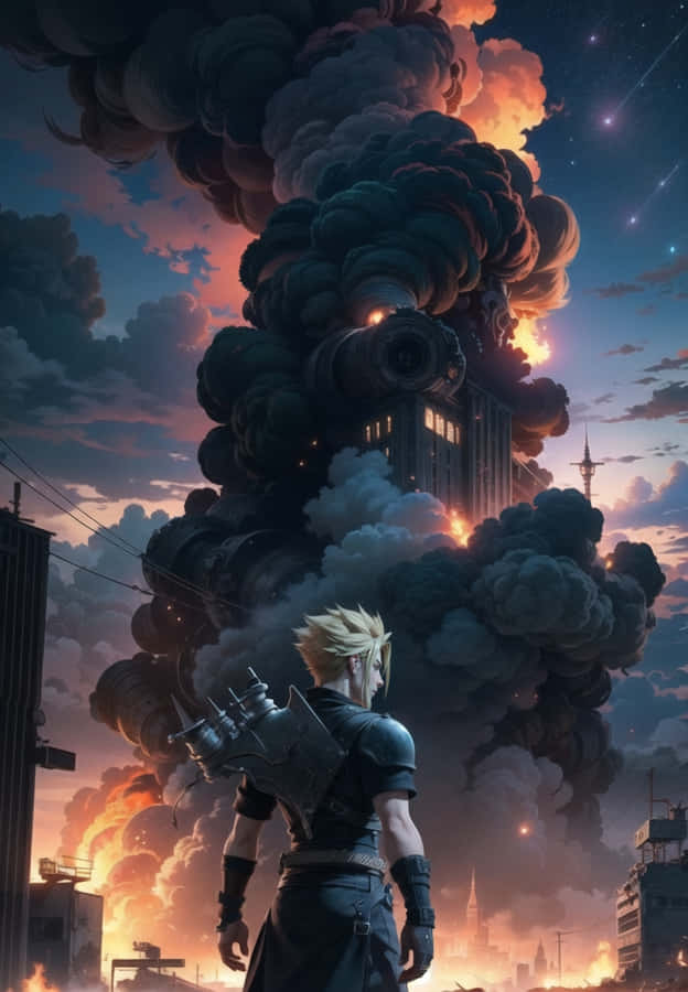 Final Fantasy V I I Remake Cloud Watching Destruction Wallpaper