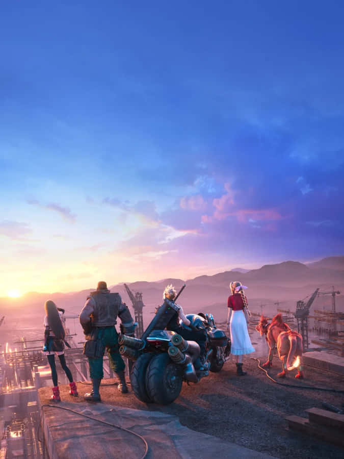 Final Fantasy7 Remake Sunset Adventure Wallpaper