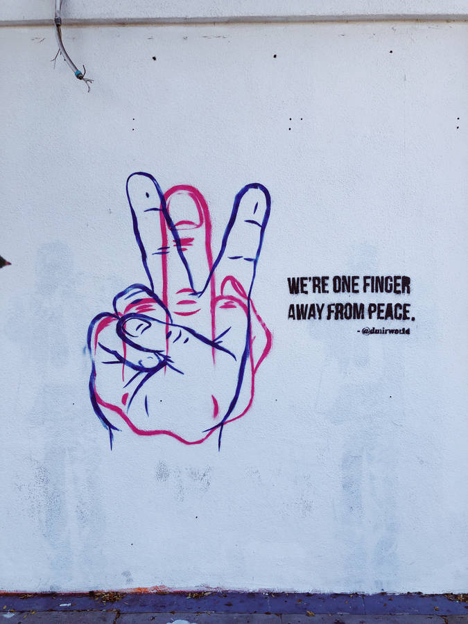 Finger War Sign Street Art Wallpaper