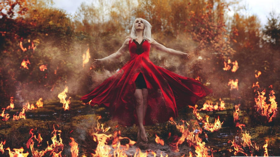 Fire Girl Working On Flames Wallpaper