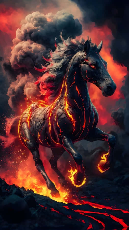 Fire Horse Rising From Flames Wallpaper