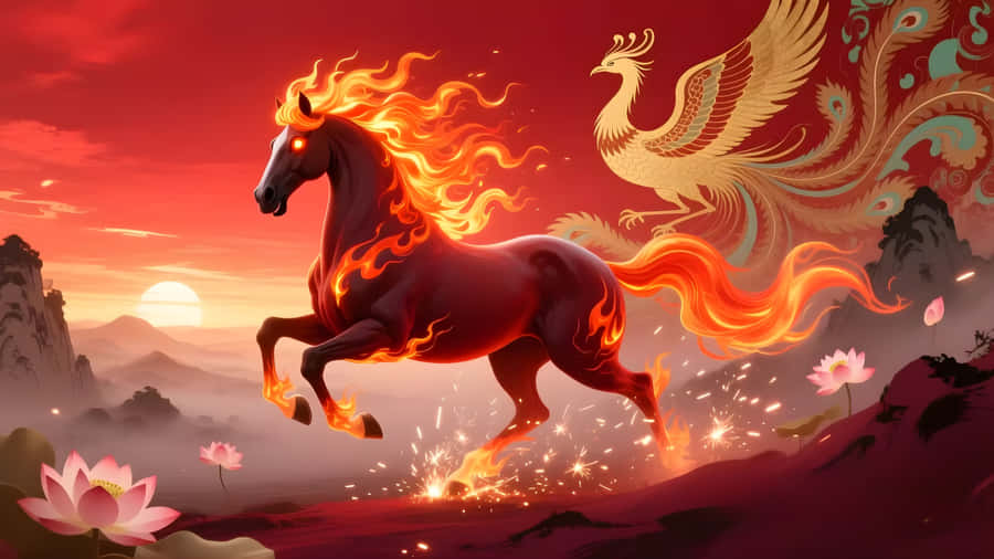 Fire Horse Symbolism Wallpaper