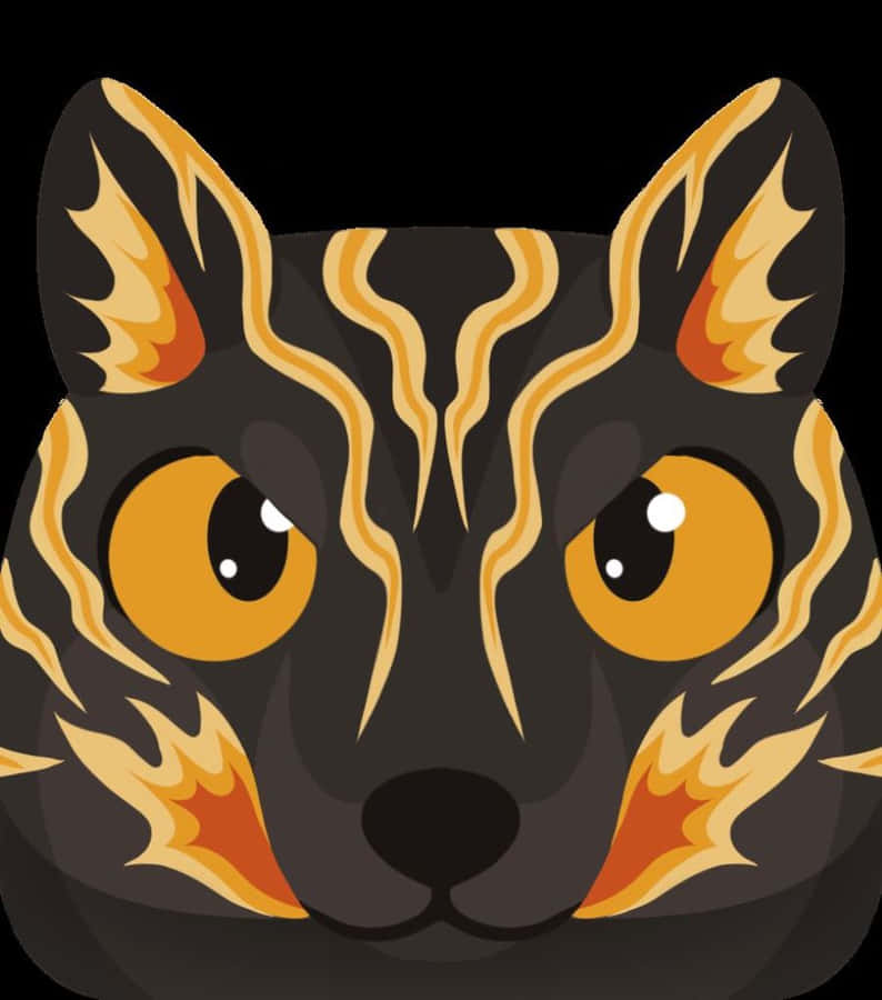 Flame Patterned Cat Illustration Wallpaper