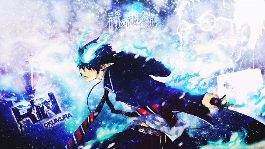 Flaming Sword Of Rin Okumura From Blue Exorcist Wallpaper
