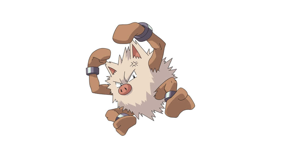 Flexing Primeape Illustration On White Background Wallpaper
