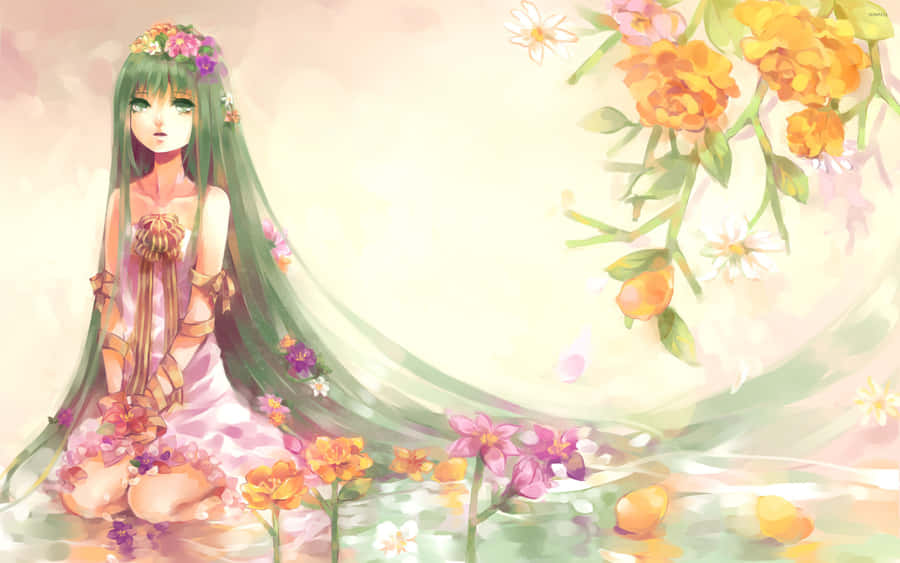 Floral_ Elegance_ Anime_ Art Wallpaper