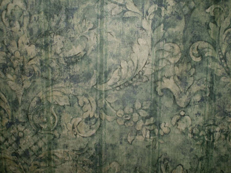 Floral Green Distraught Wallpaper