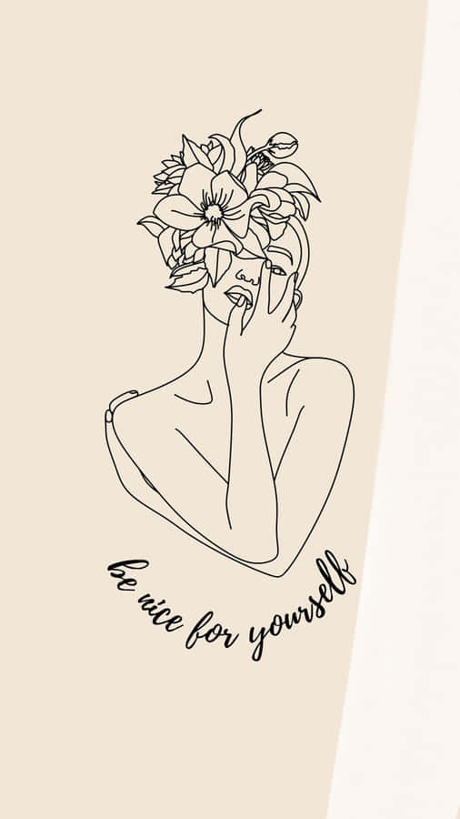 Floral Headed Figure Self Love Illustration Wallpaper